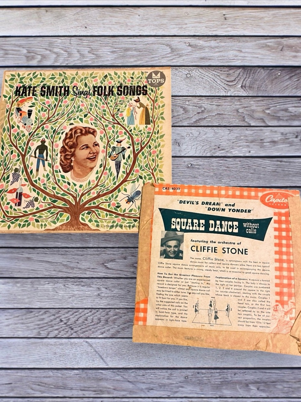Kate Smith Sings Folk Songs Vinyl Album - Yellow & Green Cover